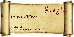 Hruby Áron névjegykártya